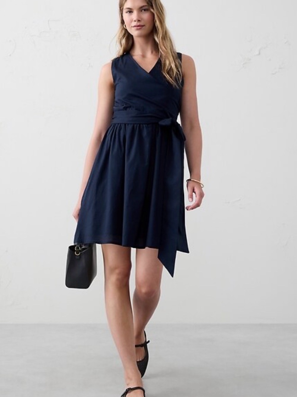 Banana Republic Voile Wrap-waist Mini Dress NWT $120 XL preppy navy